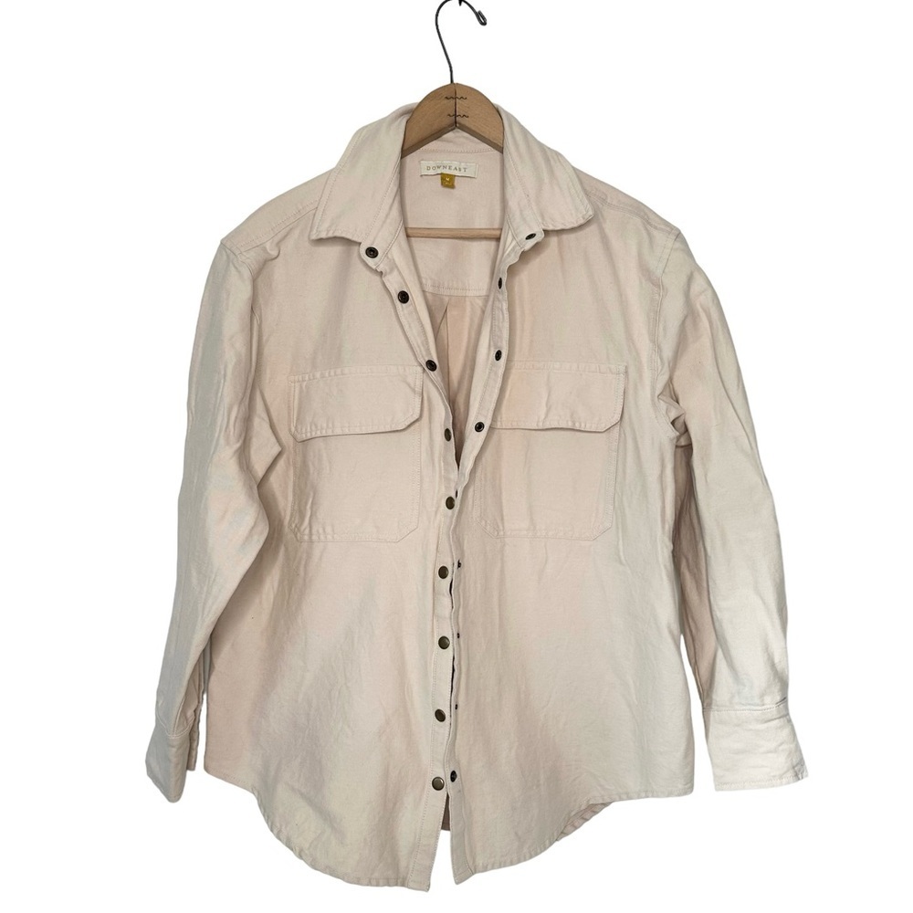 Downeast | Cream Snap Button Down Shacket Size Medium